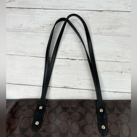 Coach Large Brown Signature Leather Tote Bag [E1966] - Picture 8 of 13